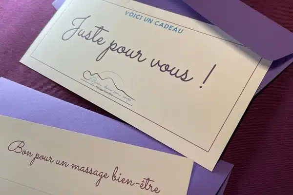 Cartes cadeau imprimées pour un massage par Geoffrey Morelle